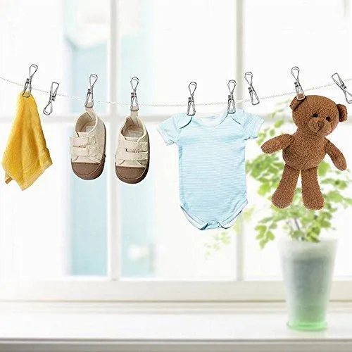 120 Pack Stainless Steel Cloth Pin, 2.2 Inch Clothesline Hook for Socks Towel Bag Scarfs Hang Drying Rack Tool, Laundry Kitchen Cord Wire Line Clothespins Pegs, File Paper Bookmark S Binder Metal Clip