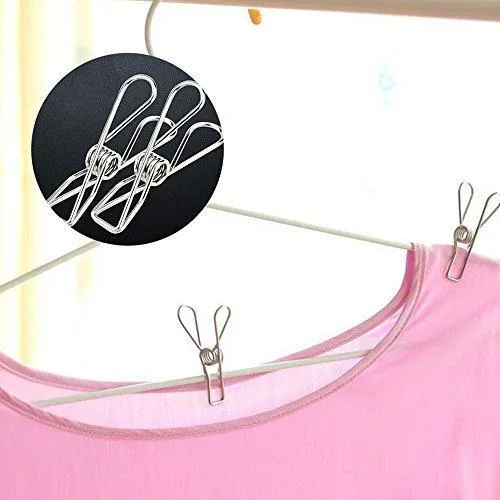 120 Pack Stainless Steel Cloth Pin, 2.2 Inch Clothesline Hook for Socks Towel Bag Scarfs Hang Drying Rack Tool, Laundry Kitchen Cord Wire Line Clothespins Pegs, File Paper Bookmark S Binder Metal Clip