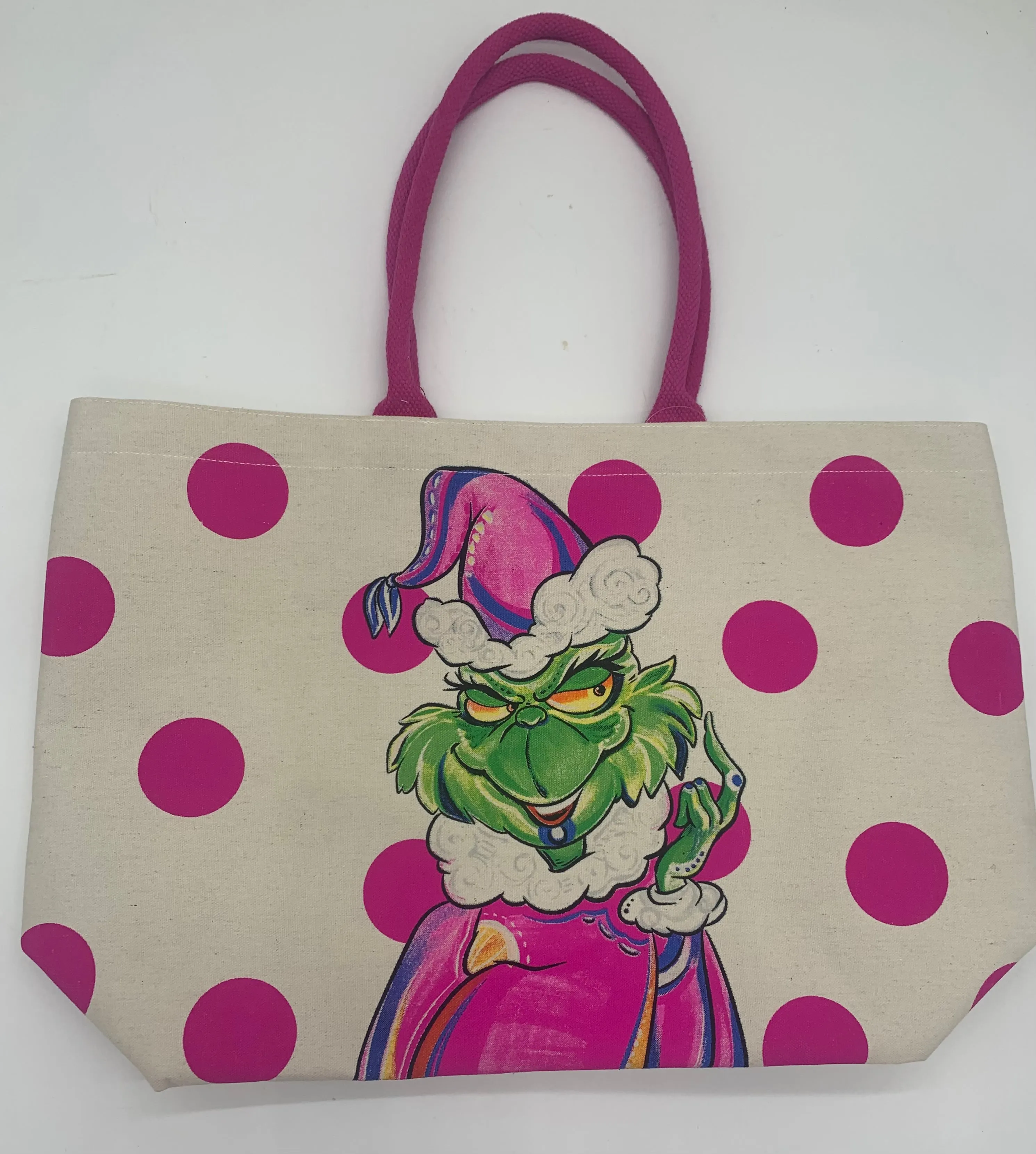 $12.50 MIN 6- PRINTED PINK "GREEN MONSTER" TOTEBAG