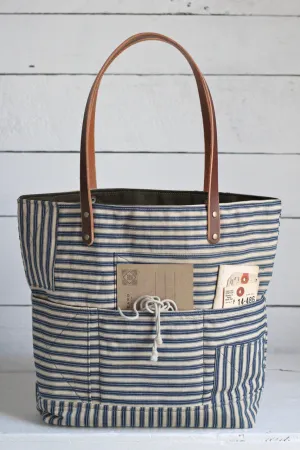 1940's era Ticking Fabric Tote Bag