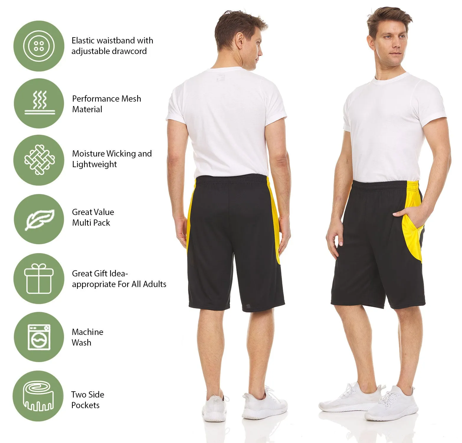 5 Pack: Men's Mesh Athletic Gym Shorts with Pockets