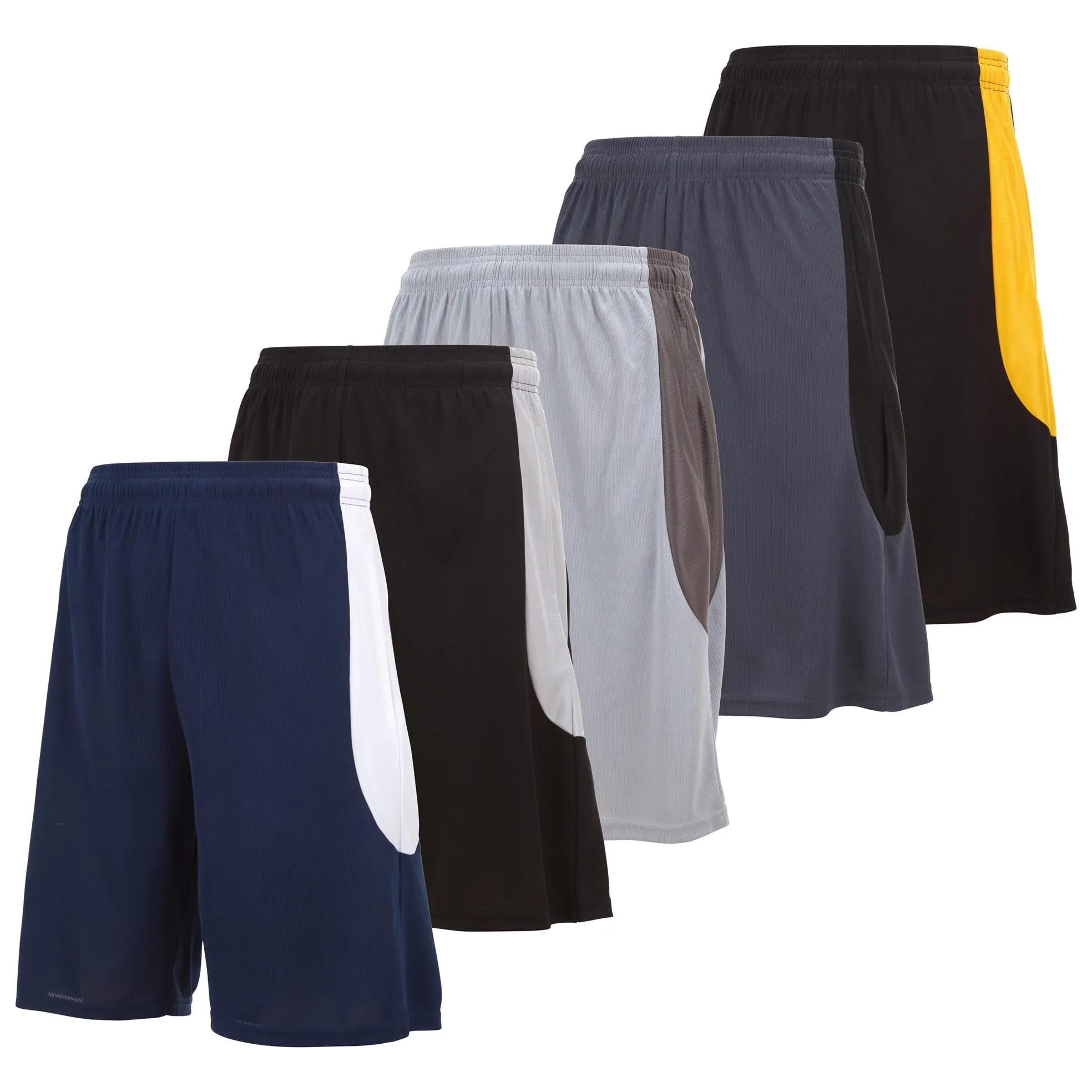 5 Pack: Men's Mesh Athletic Gym Shorts with Pockets