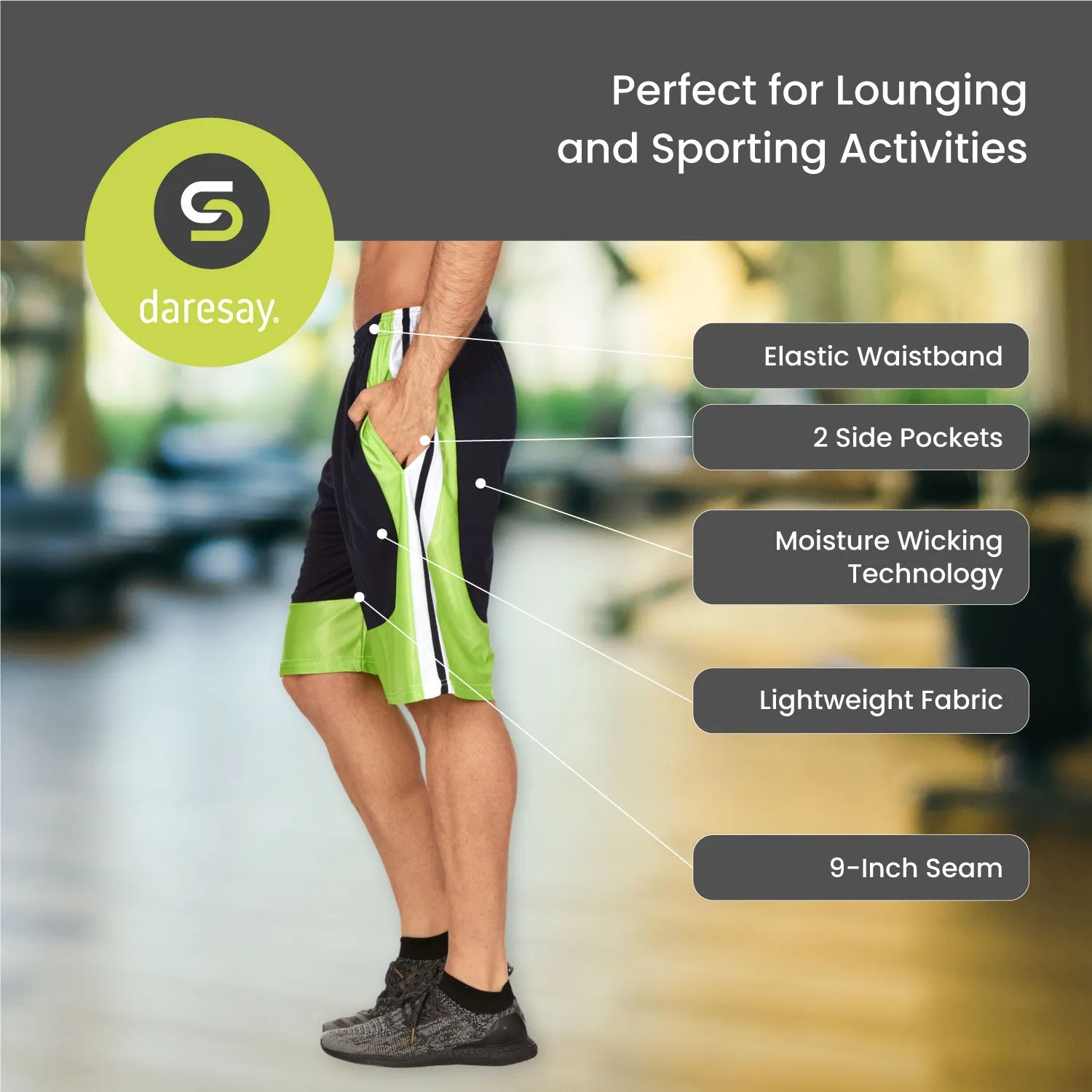 5 Pack: Men's Mesh Athletic Gym Shorts with Pockets