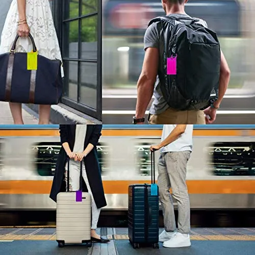 7 Pack TravelMore Luggage Tags for Suitcases, Flexible Silicone