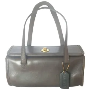 80's Vintage COACH dark brown leather shoulder bag, handbag in unique drum shape, Made in USA Classic unisex purse. Rare