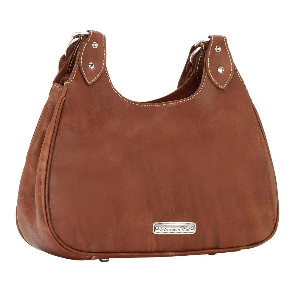American West Handbag Lady Lace Collection: Leather Western Zip Top 3 Compartment