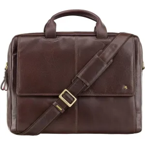 Anderson 15" Leather Laptop Briefcase- Brown