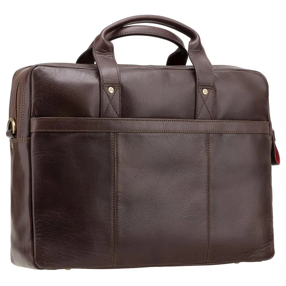Anderson 15" Leather Laptop Briefcase- Brown