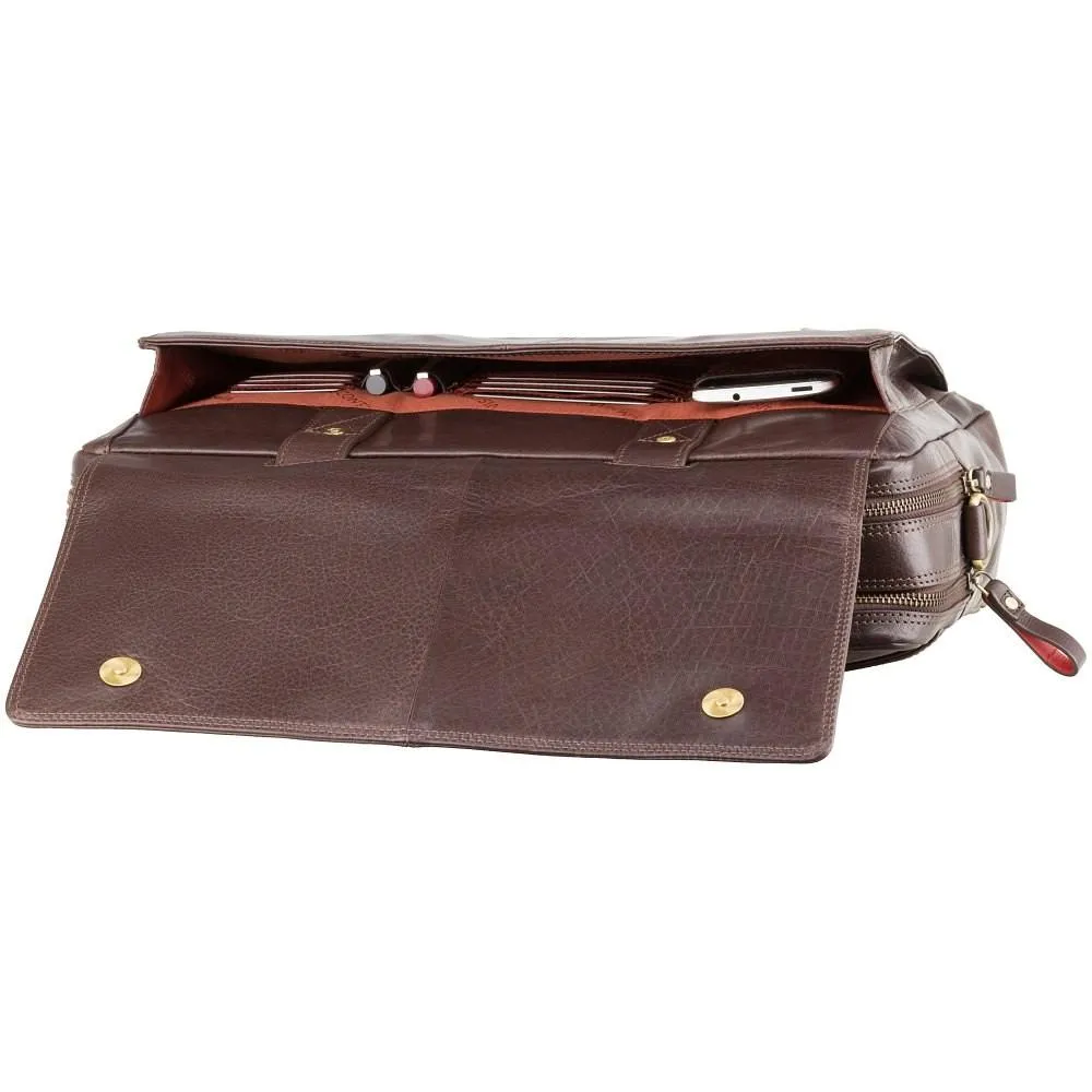 Anderson 15" Leather Laptop Briefcase- Brown
