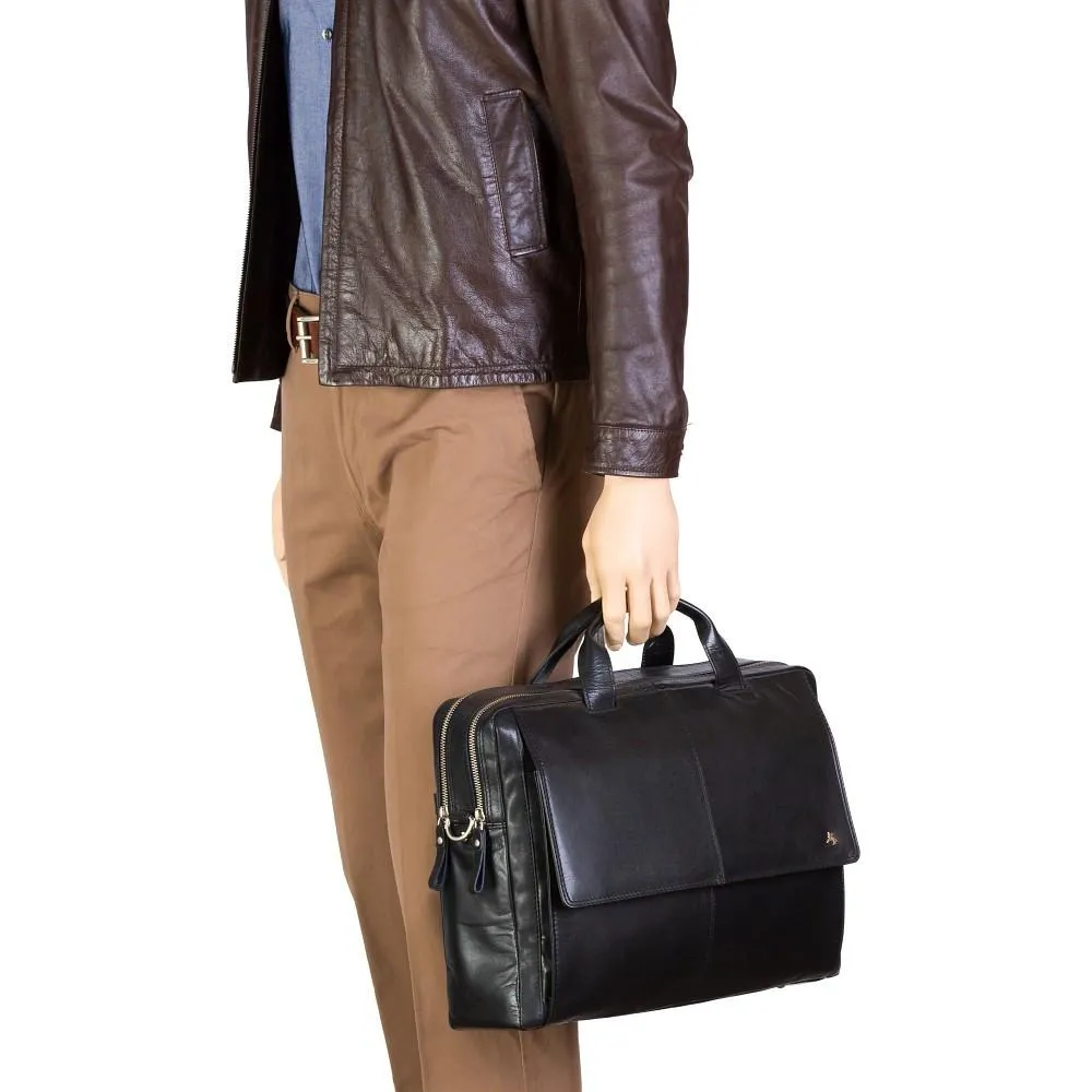 Anderson 15" Leather Laptop Briefcase- Brown