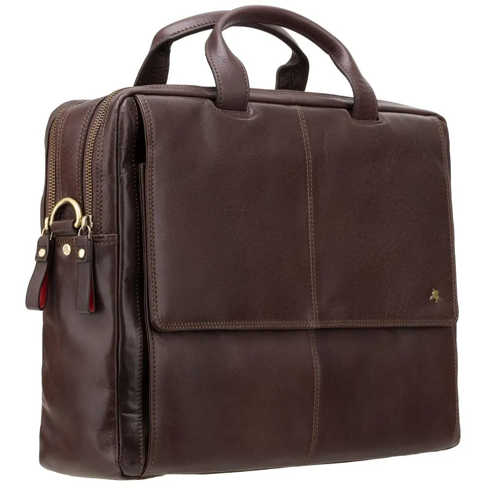 Anderson 15" Leather Laptop Briefcase- Brown