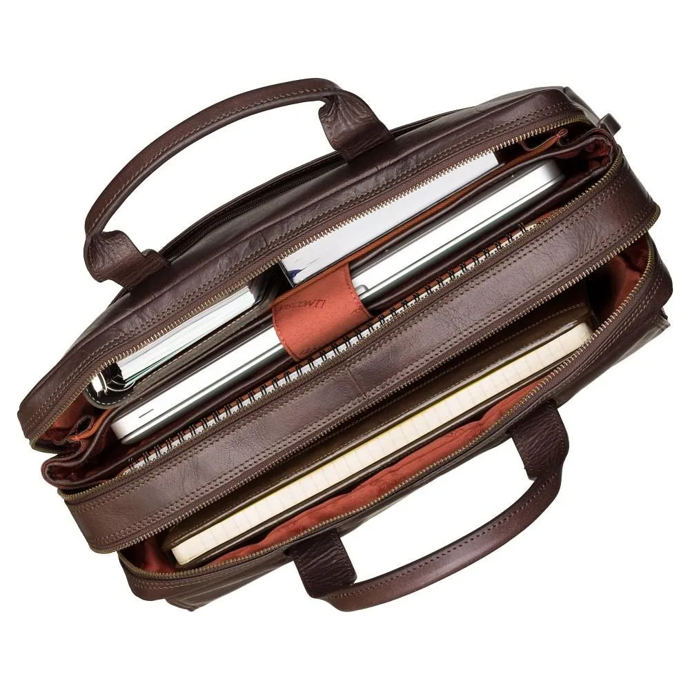 Anderson 15" Leather Laptop Briefcase- Brown