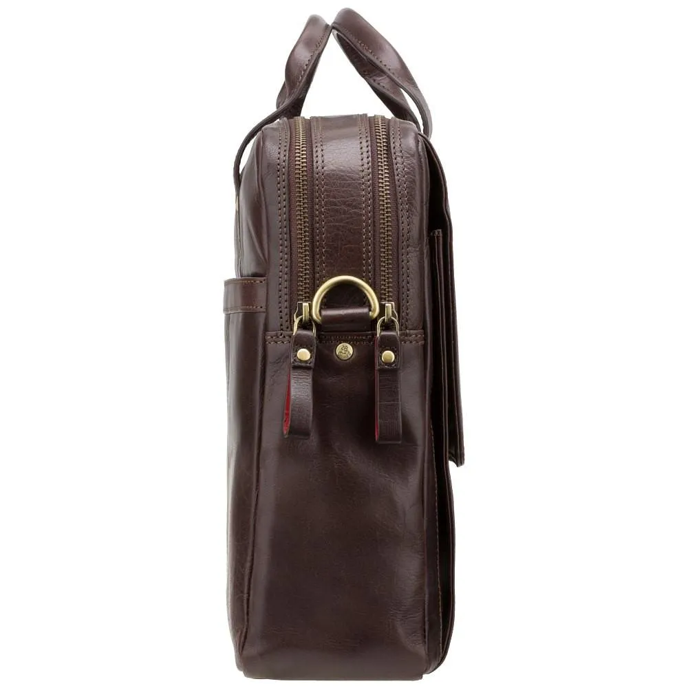 Anderson 15" Leather Laptop Briefcase- Brown