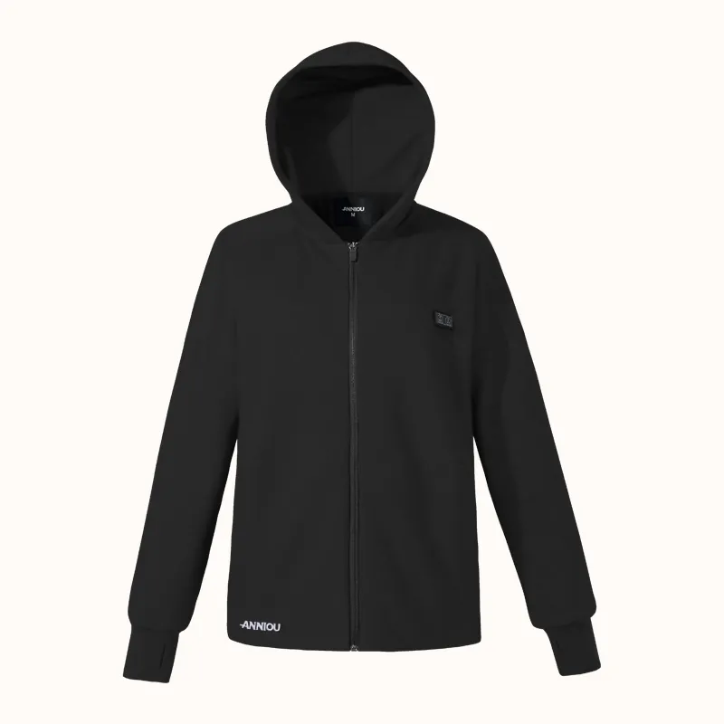 Anniou Blue and Grey Heated Zip Hoodie