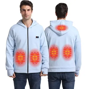 Anniou Blue and Grey Heated Zip Hoodie