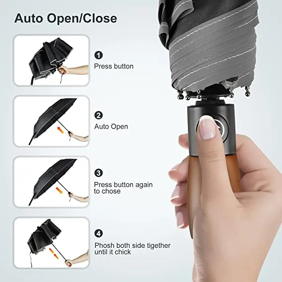 Automatic Folding Umbrella,Windproof Compact Umbrella