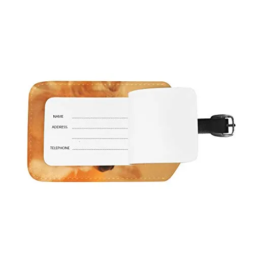 Baggage Tags Brown Chihuahua Dog Travel Luggage PU Leather Suitcases Label for Womens Mens Kids,