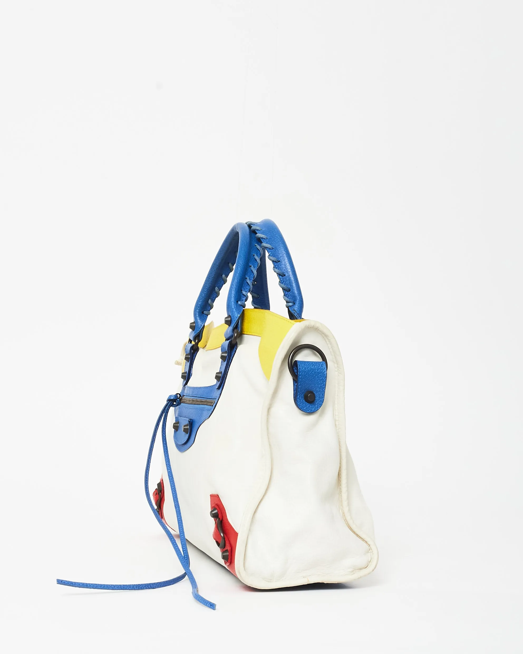 Balenciaga White Leather Mondrian LEGO City Bag