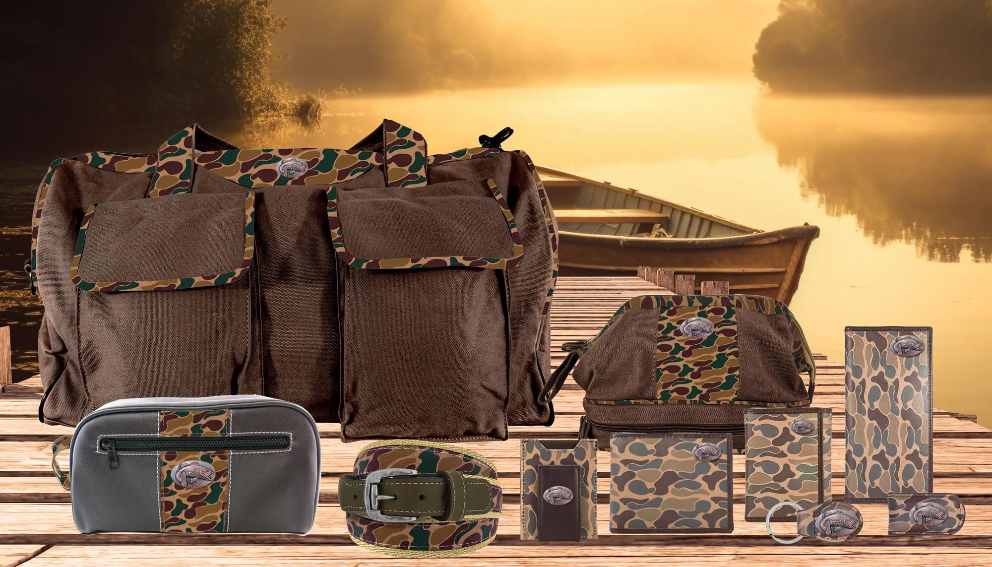 Bass Men's Trifold Old School Camo Leather Wallet.