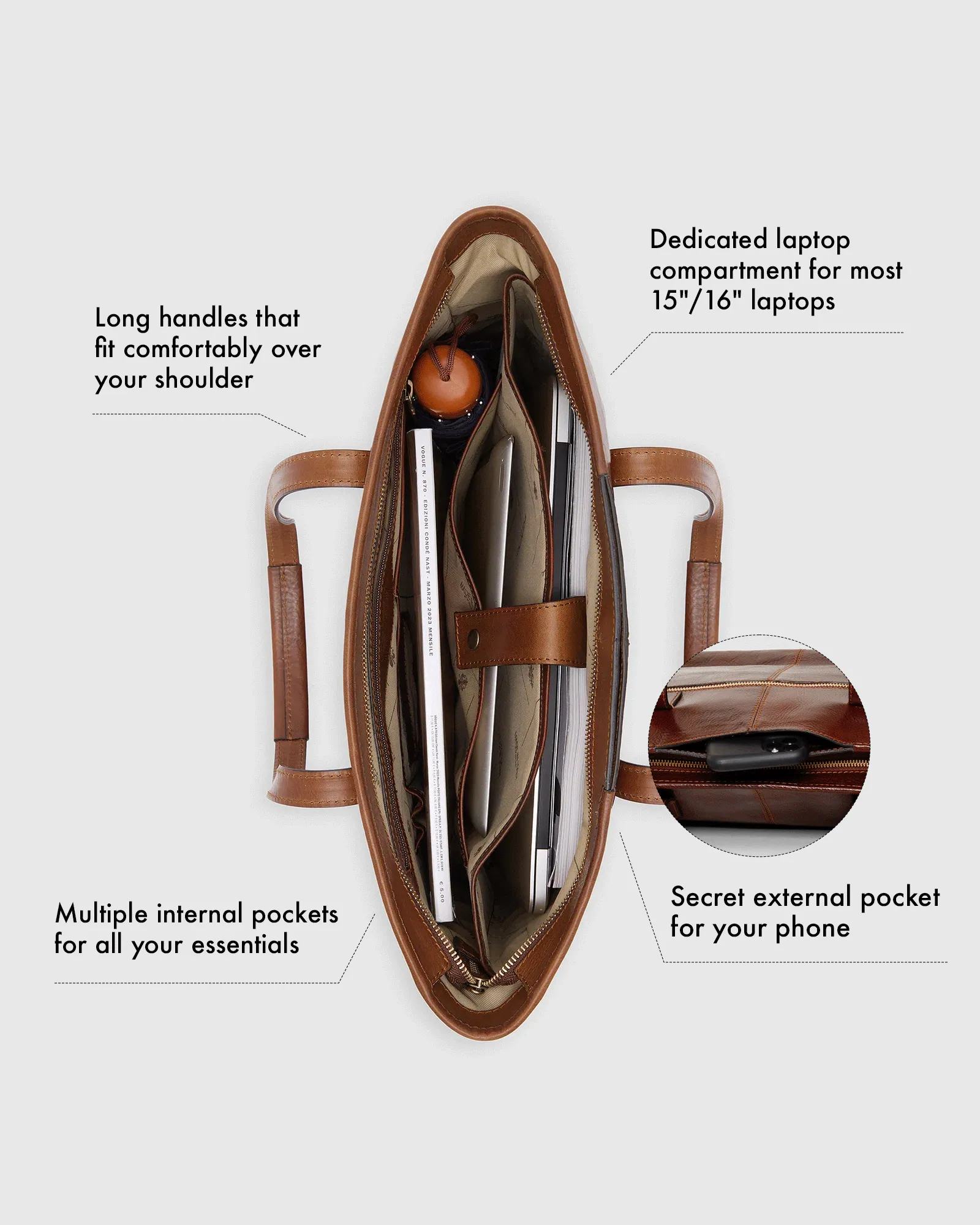 Beatrice Matt Brown - Leather Tote / Work Bag