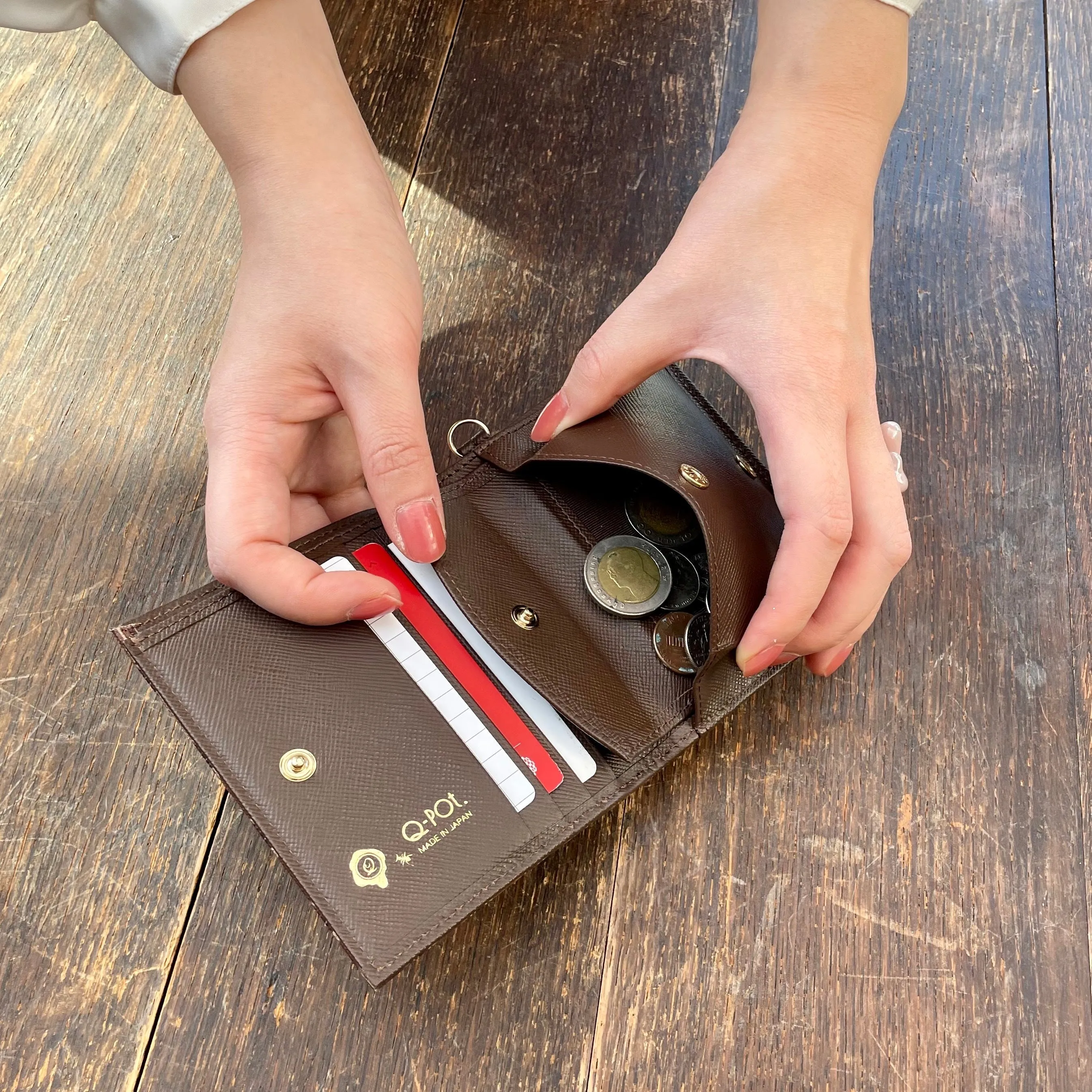 Bitter Chocolate Leather Flap Short Wallet【Japan Jewelry】