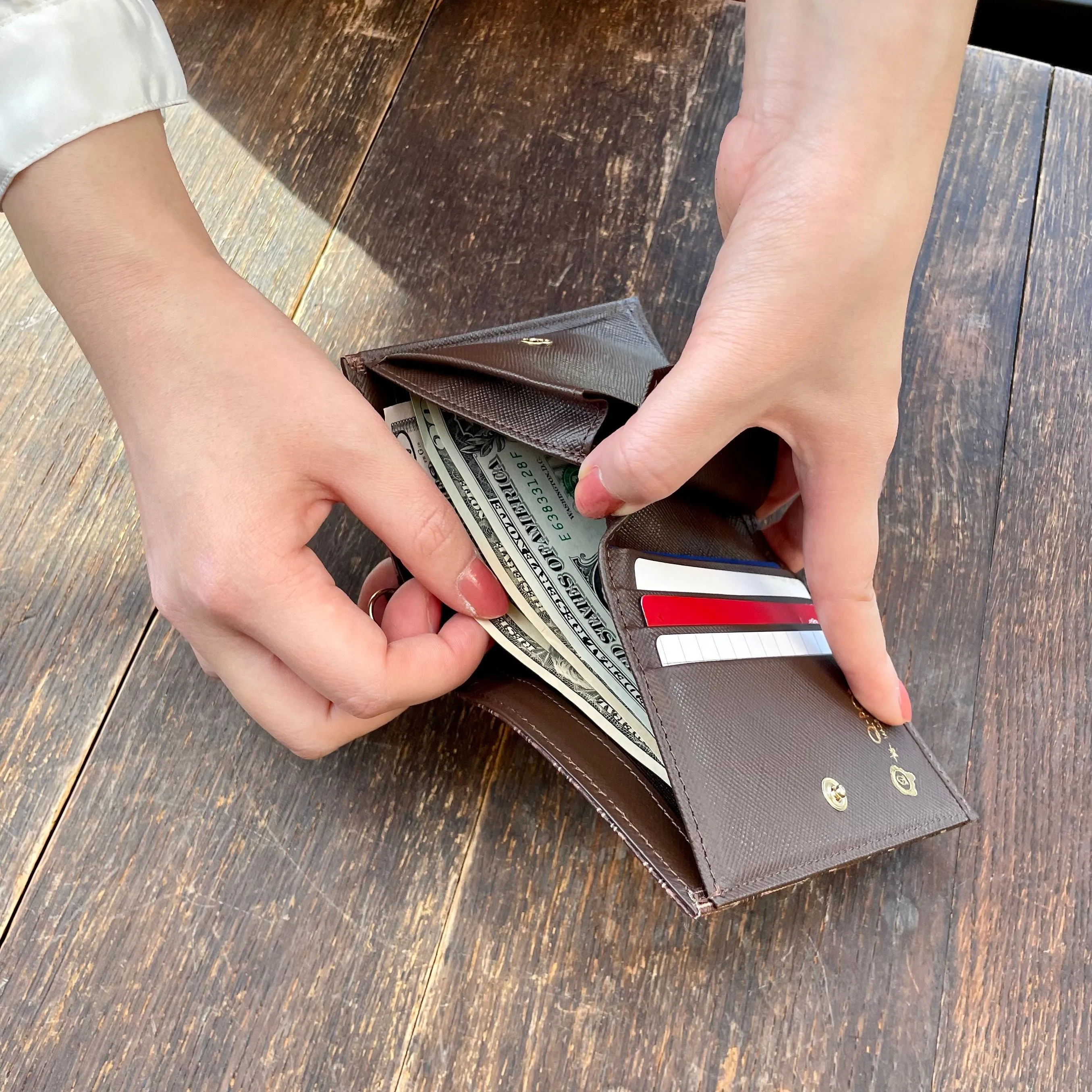 Bitter Chocolate Leather Flap Short Wallet【Japan Jewelry】