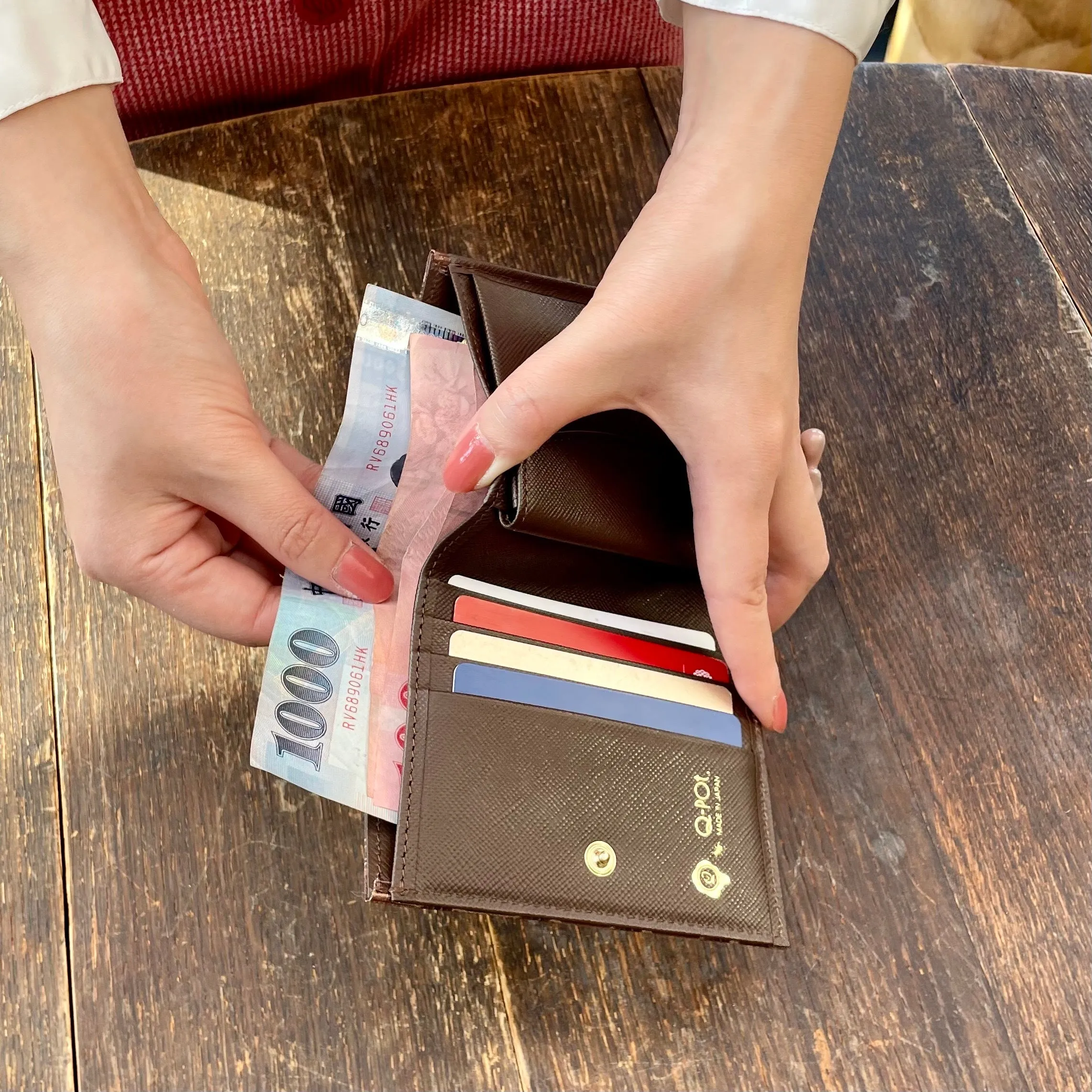 Bitter Chocolate Leather Flap Short Wallet【Japan Jewelry】