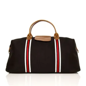 BLACK CANVAS STRIPED DUFFEL