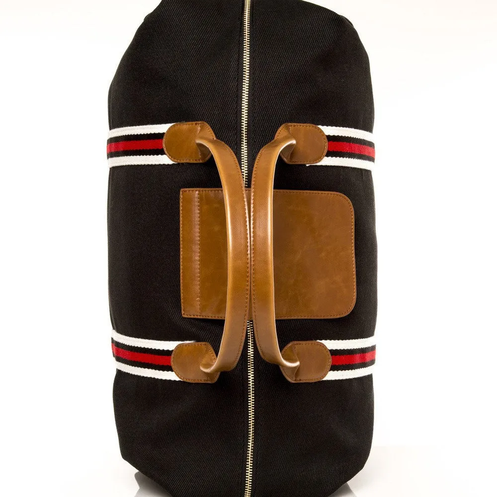 BLACK CANVAS STRIPED DUFFEL