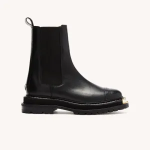 Black Elasticated chunky platform biker ankle boots