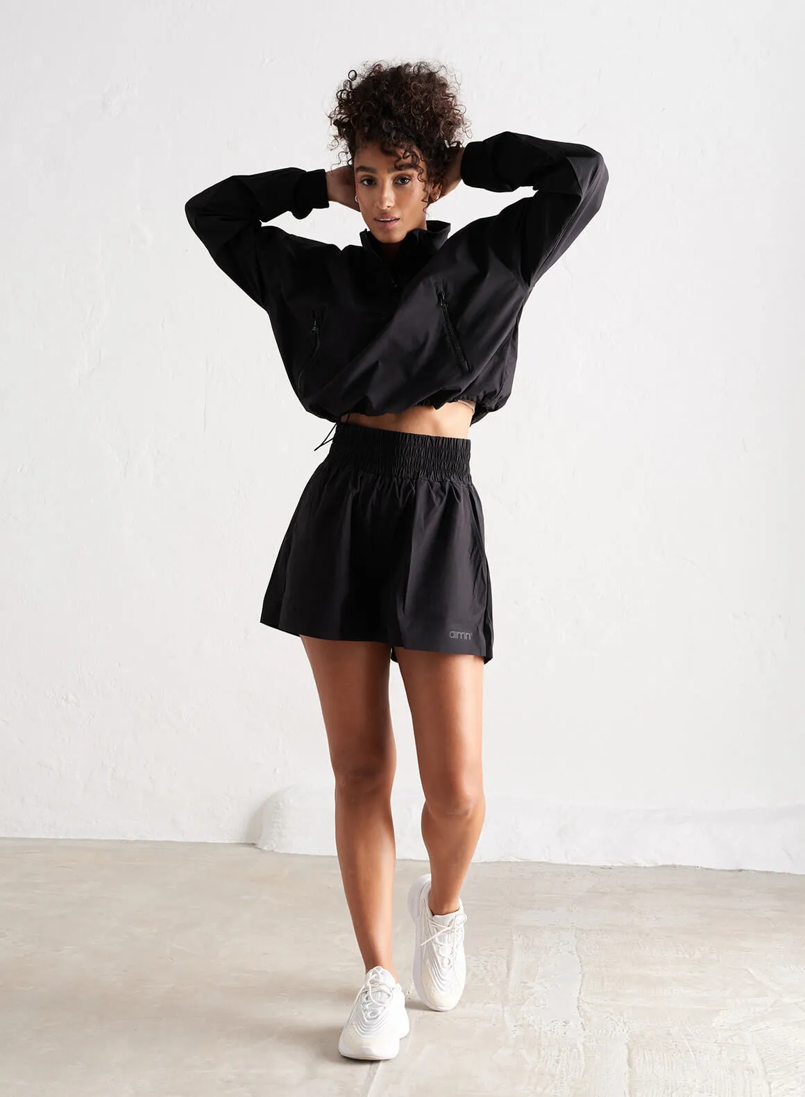 Black Windbreaker Shorts