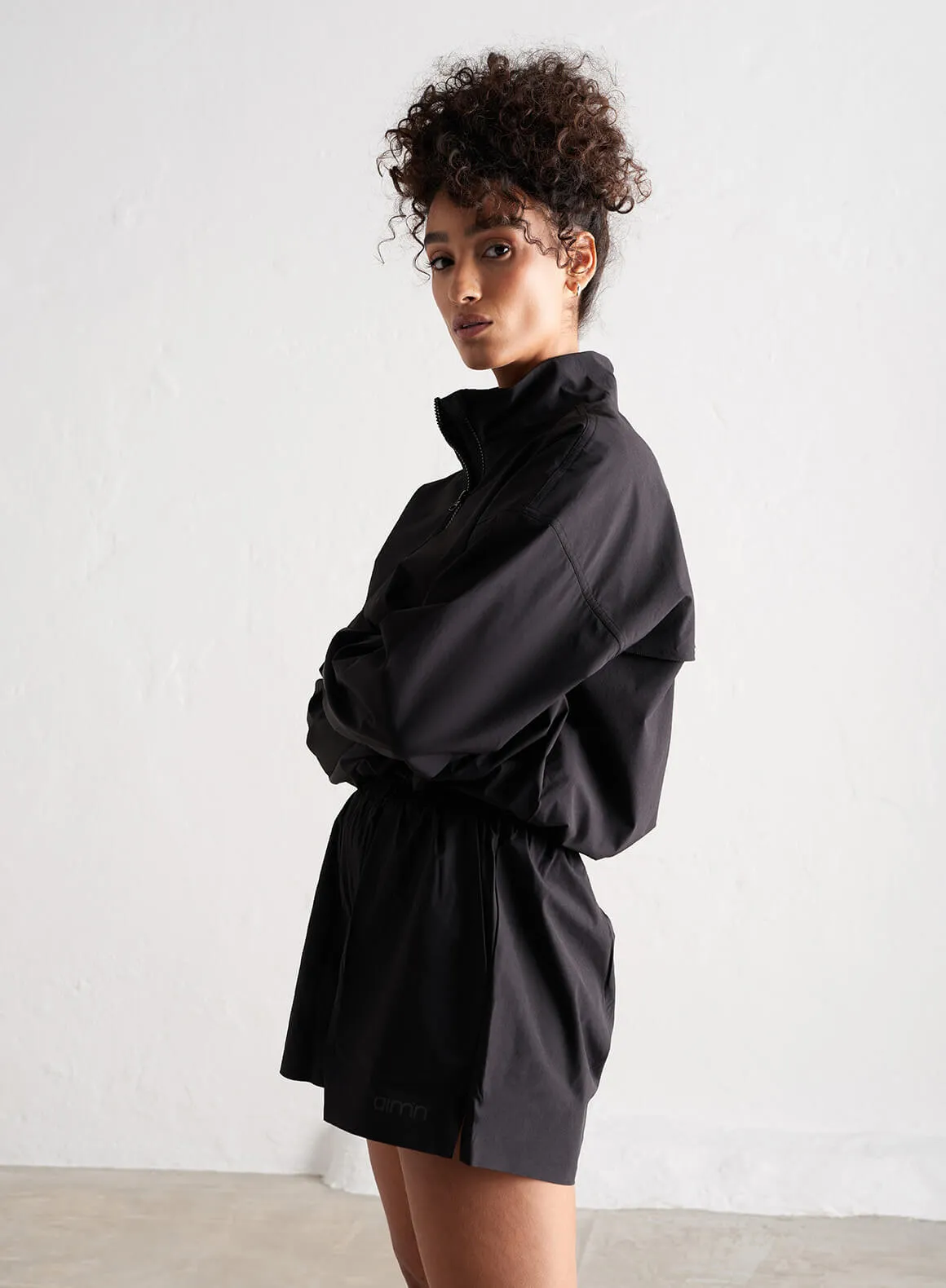Black Windbreaker Shorts