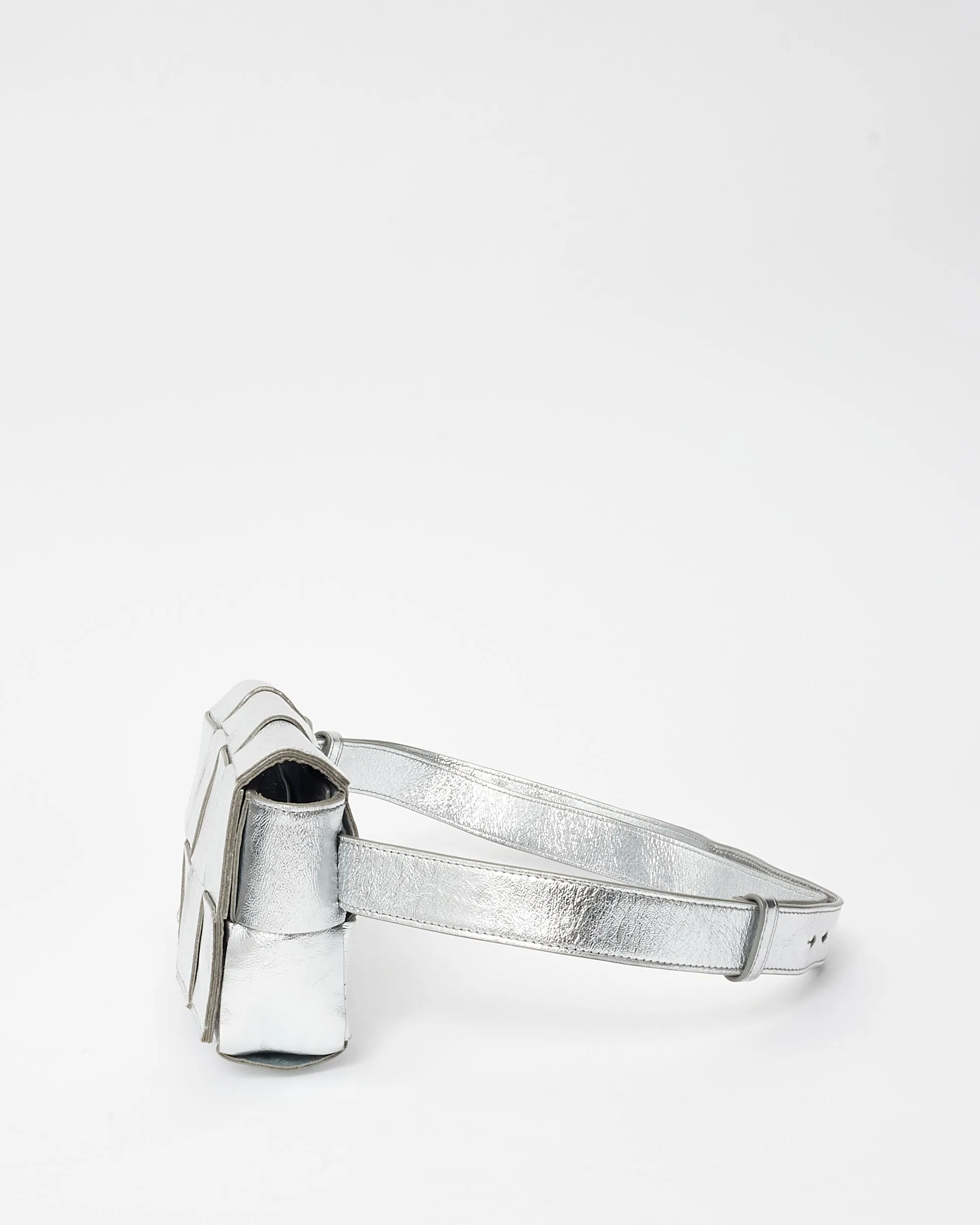Bottega Veneta Silver Intrecciato Leather Cassette Belt Bag
