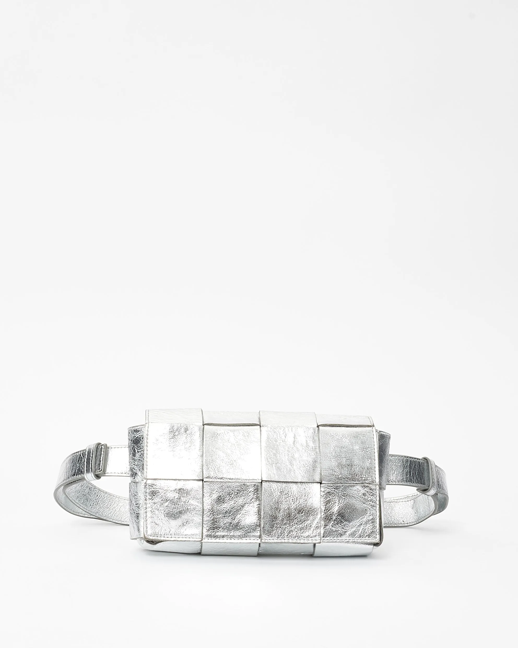 Bottega Veneta Silver Intrecciato Leather Cassette Belt Bag