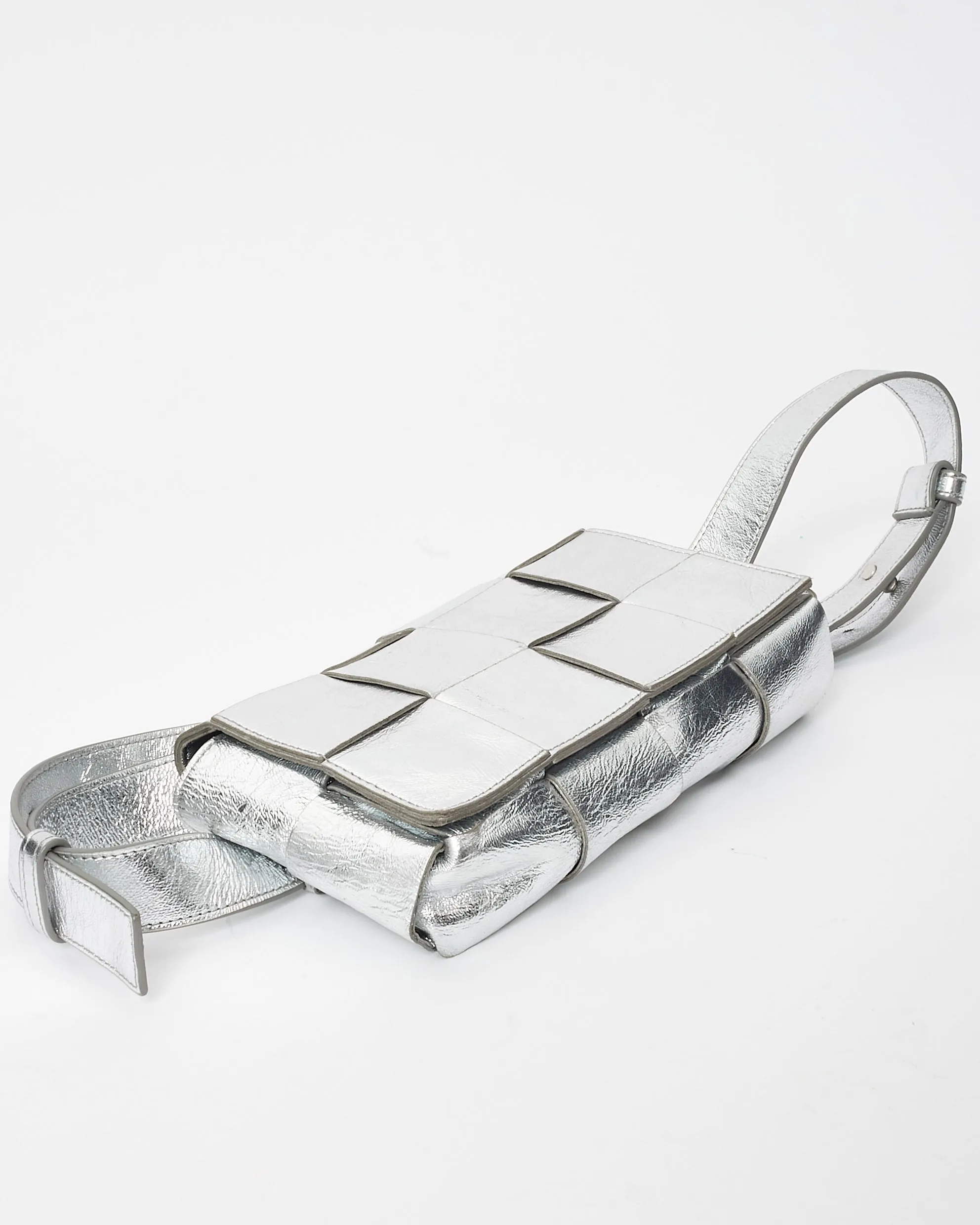 Bottega Veneta Silver Intrecciato Leather Cassette Belt Bag