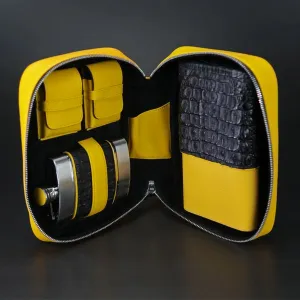 Brizard and Co Geniune Black Caiman Alligator and yellow leather
