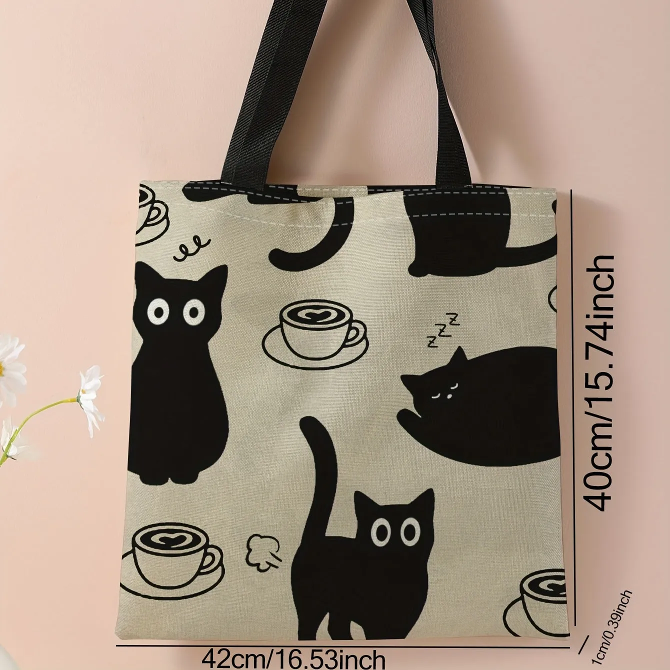 Cartoon Print Tote Bag Canvas Shoulder Handbag