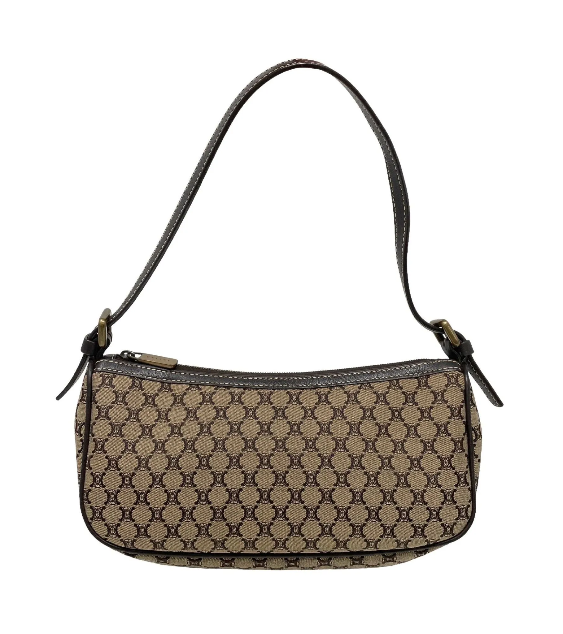 Celine Brown Logo Shoulder Bag