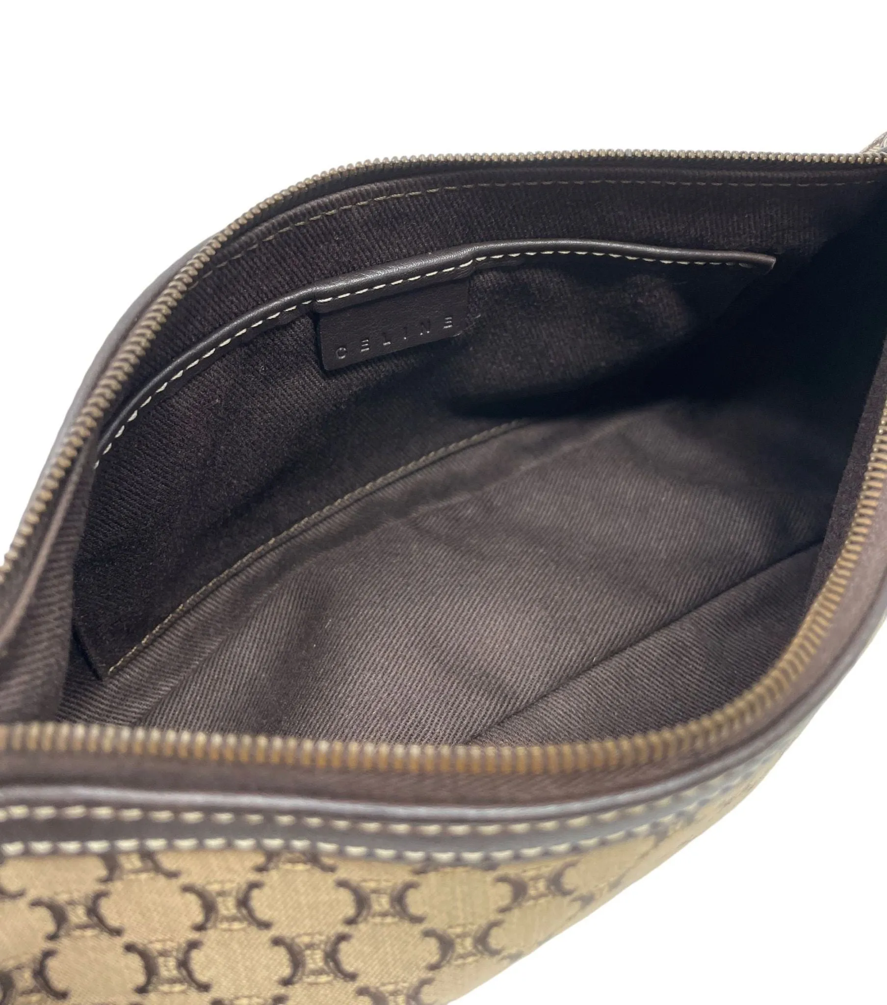 Celine Brown Logo Shoulder Bag