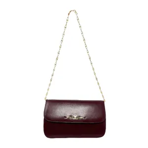 Celine Burgundy Logo Chain Bag