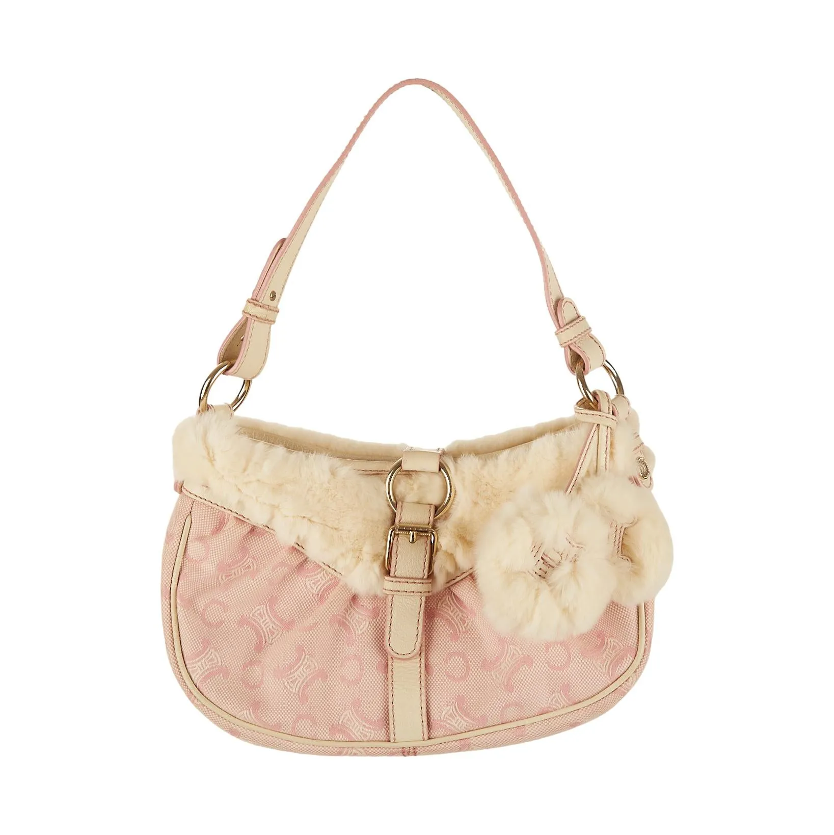 Celine Pink Fur Logo Bag