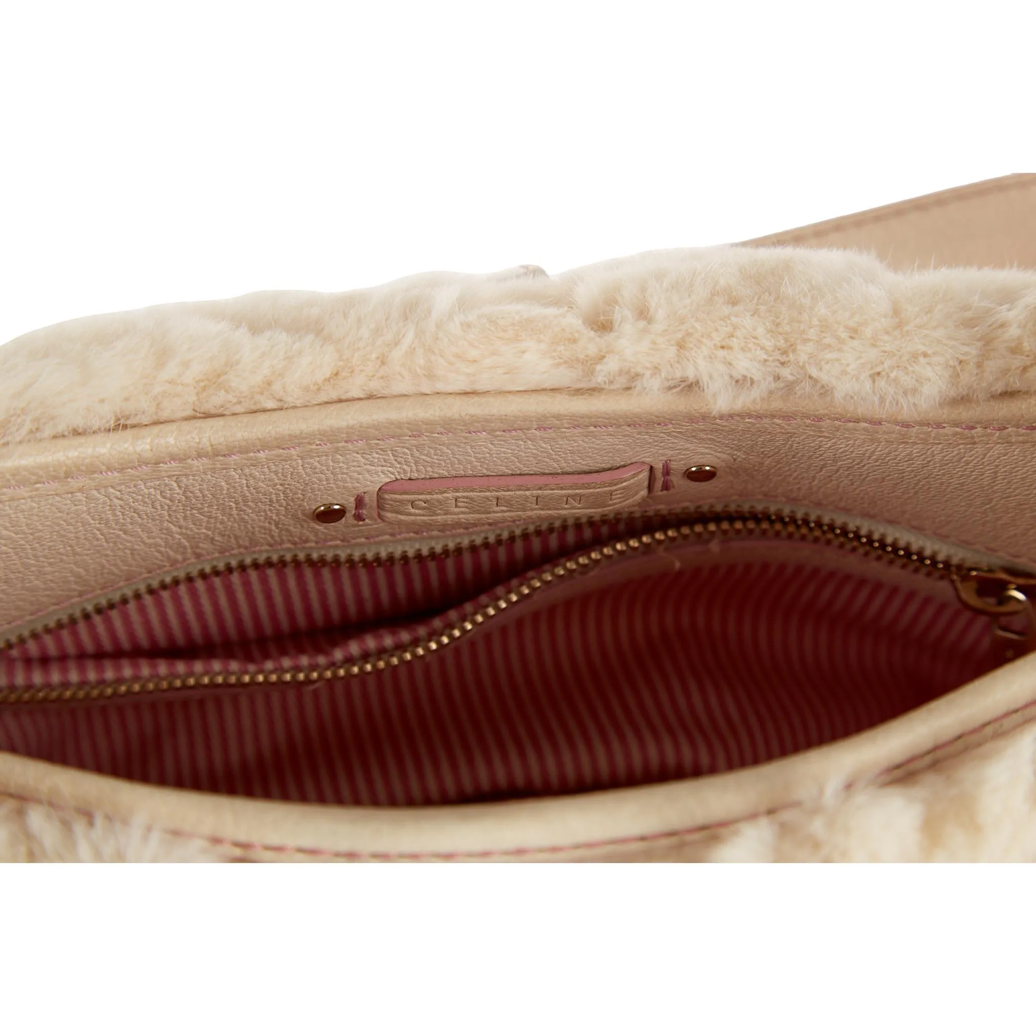 Celine Pink Fur Logo Bag