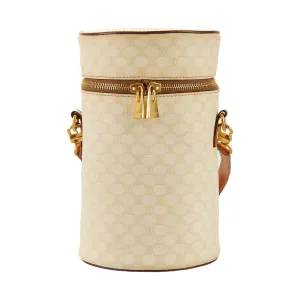 Celine White Logo Cylinder Bag