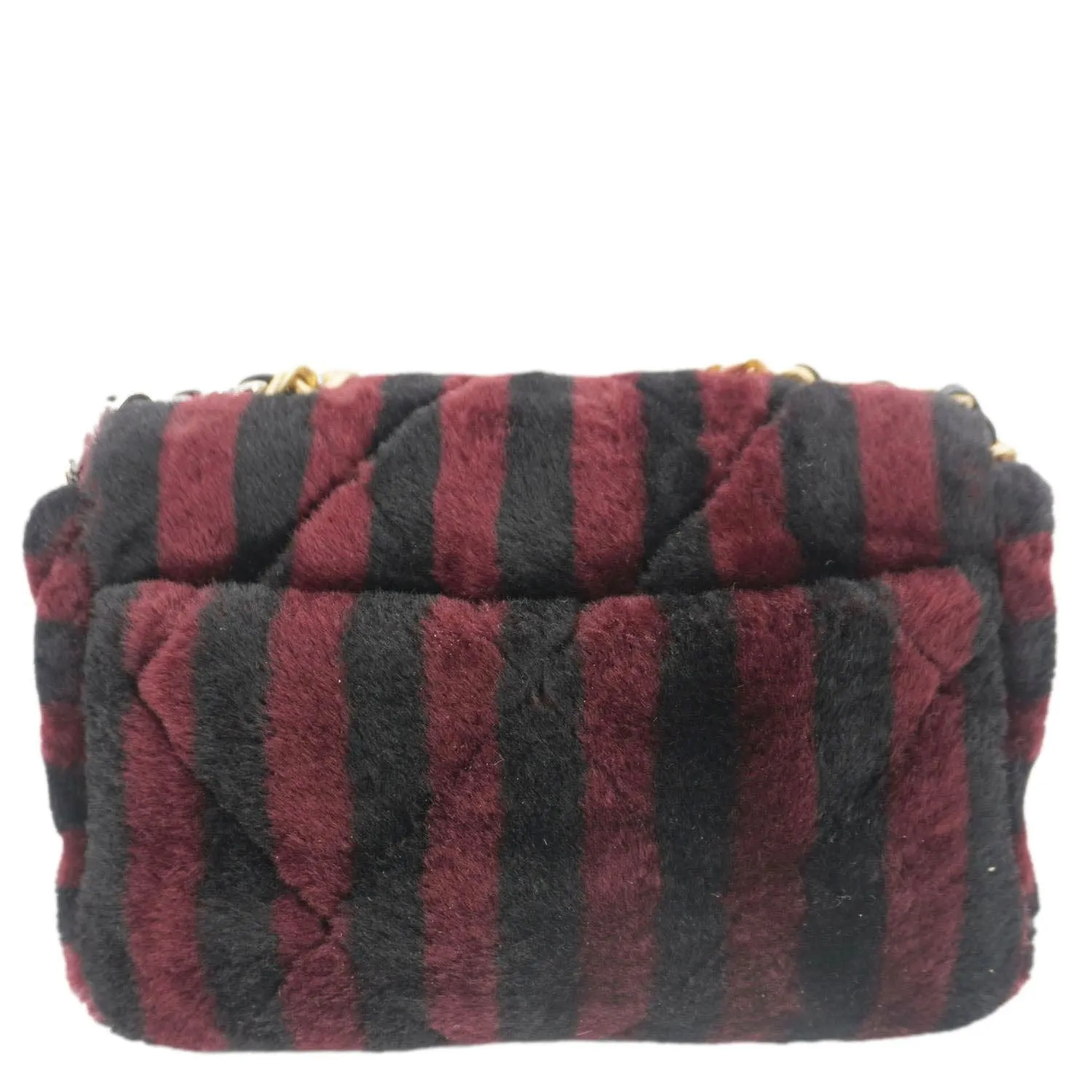 CHANEL 19 Flap Medium Striped Shearling Shoulder Bag Black