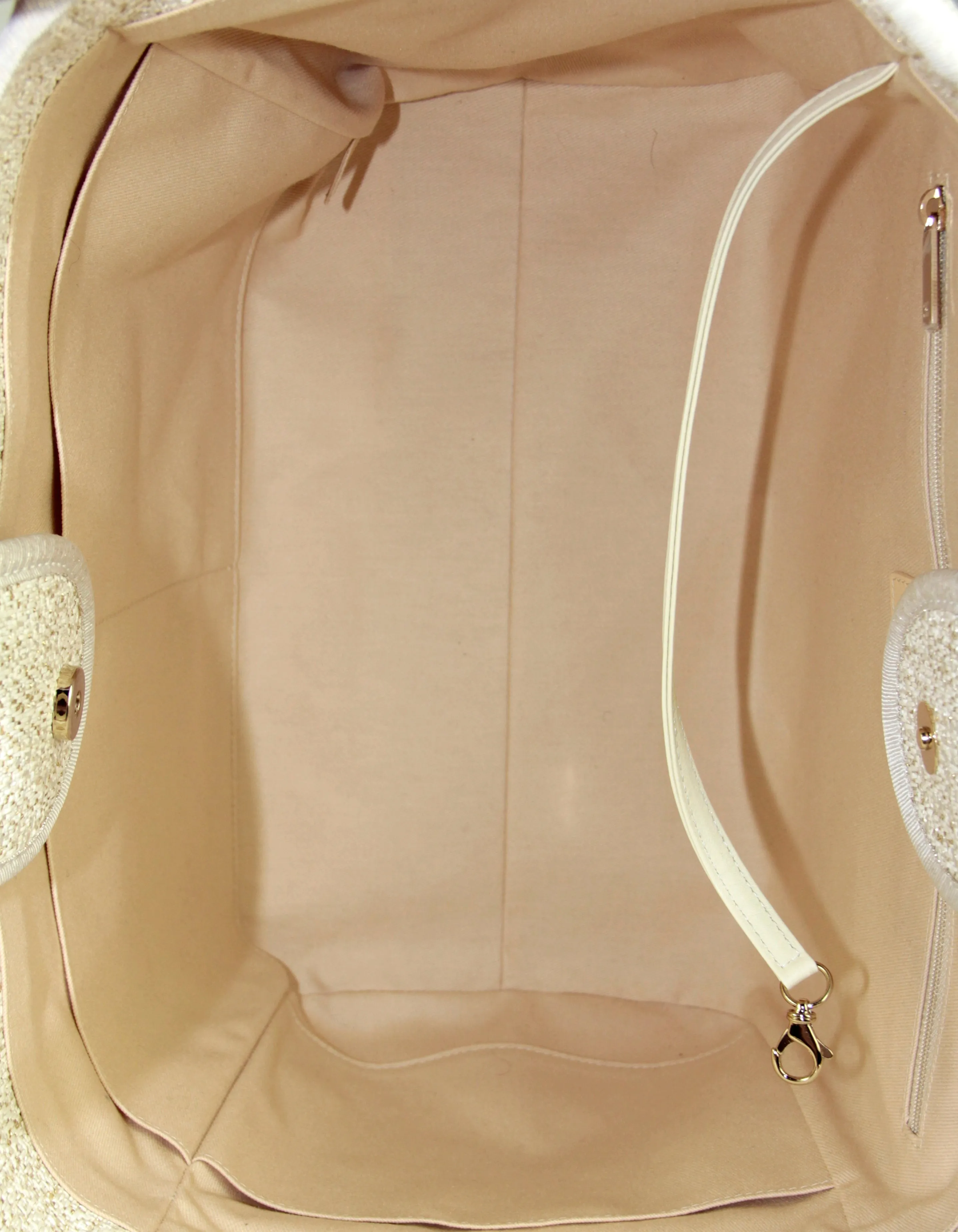 Chanel Ivory/ Gold Large Deauville Shopping Tote Bag