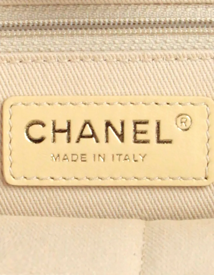 Chanel Ivory/ Gold Large Deauville Shopping Tote Bag