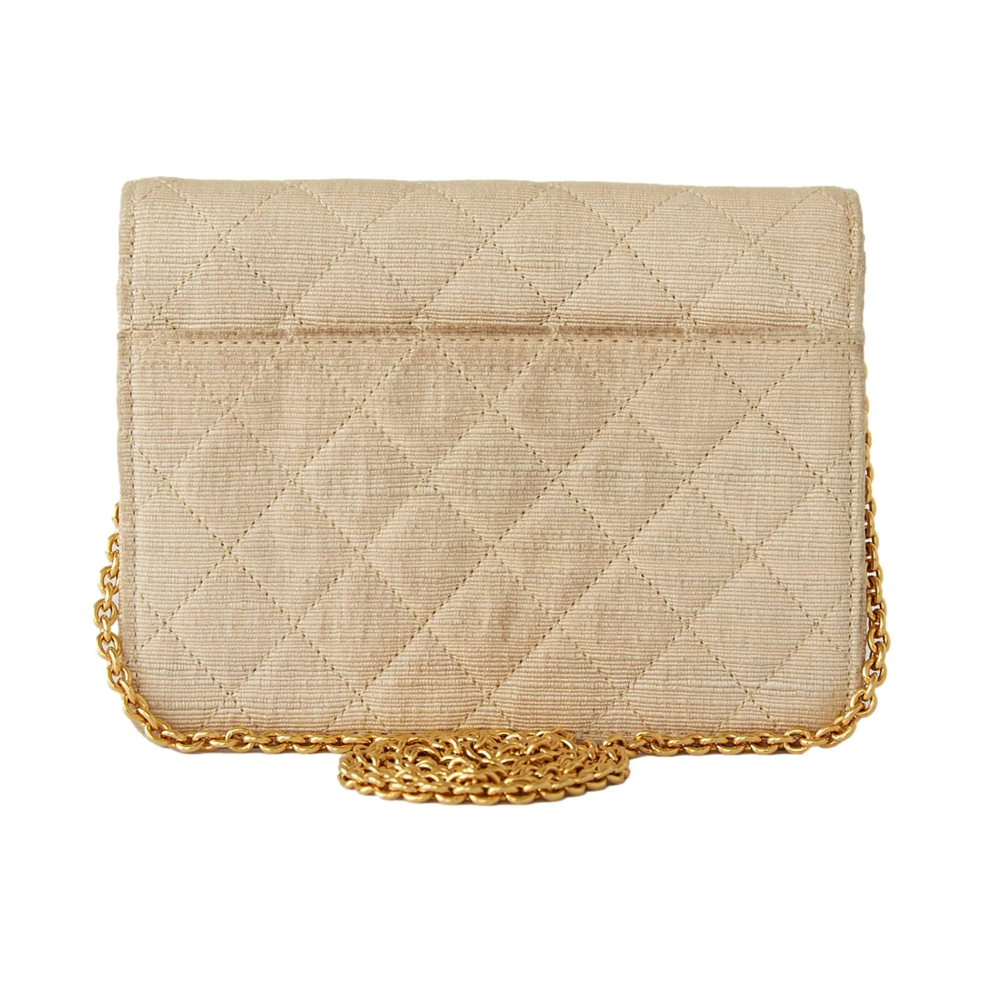 Chanel Mini Beige Canvas Flap Bag