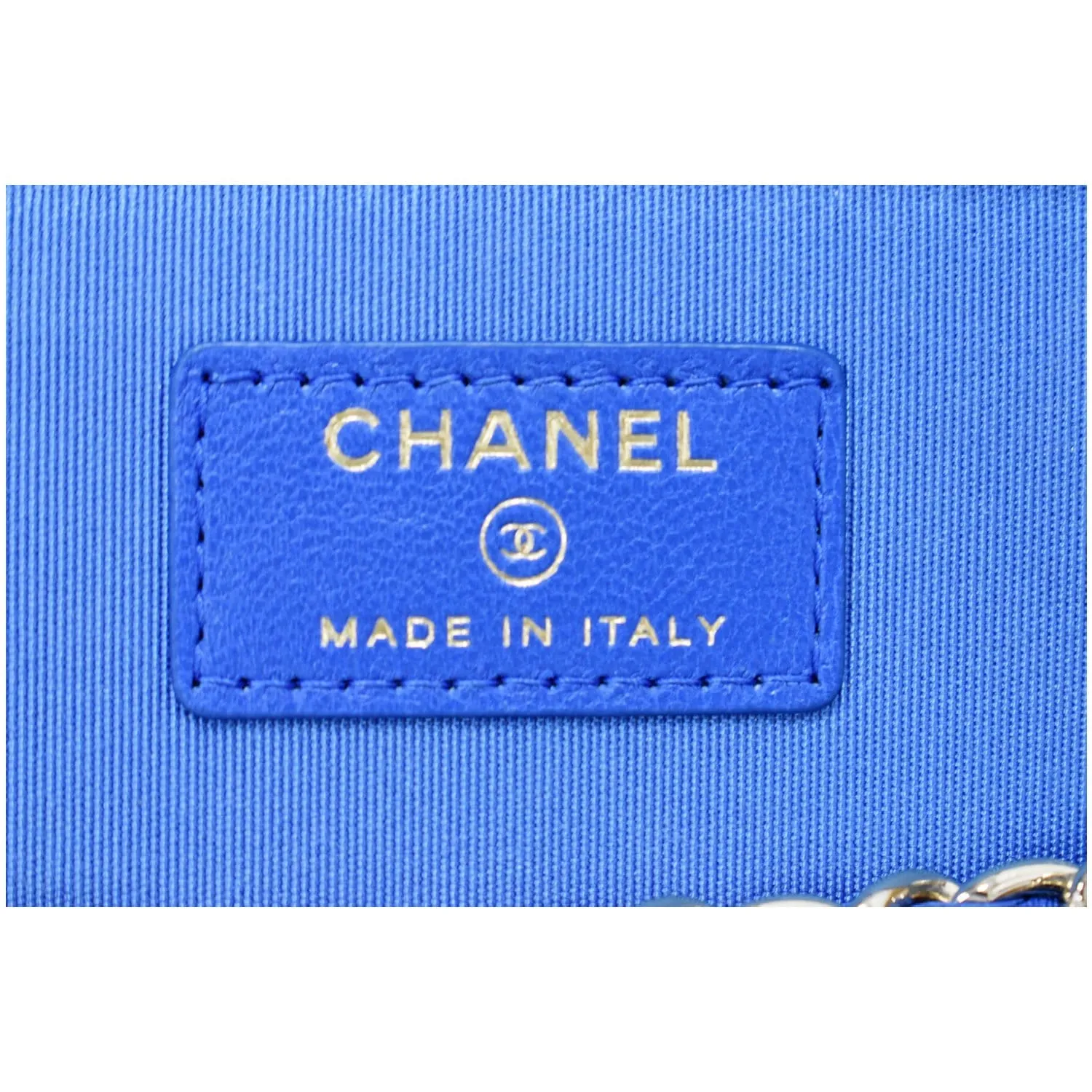 CHANEL Raffia Jute Striped Vanity Case Chain Crossbody Bag Blue - 10% OFF