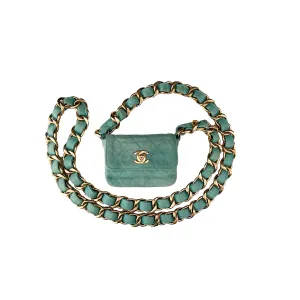 Chanel Turquoise Micro Chain Crossbody