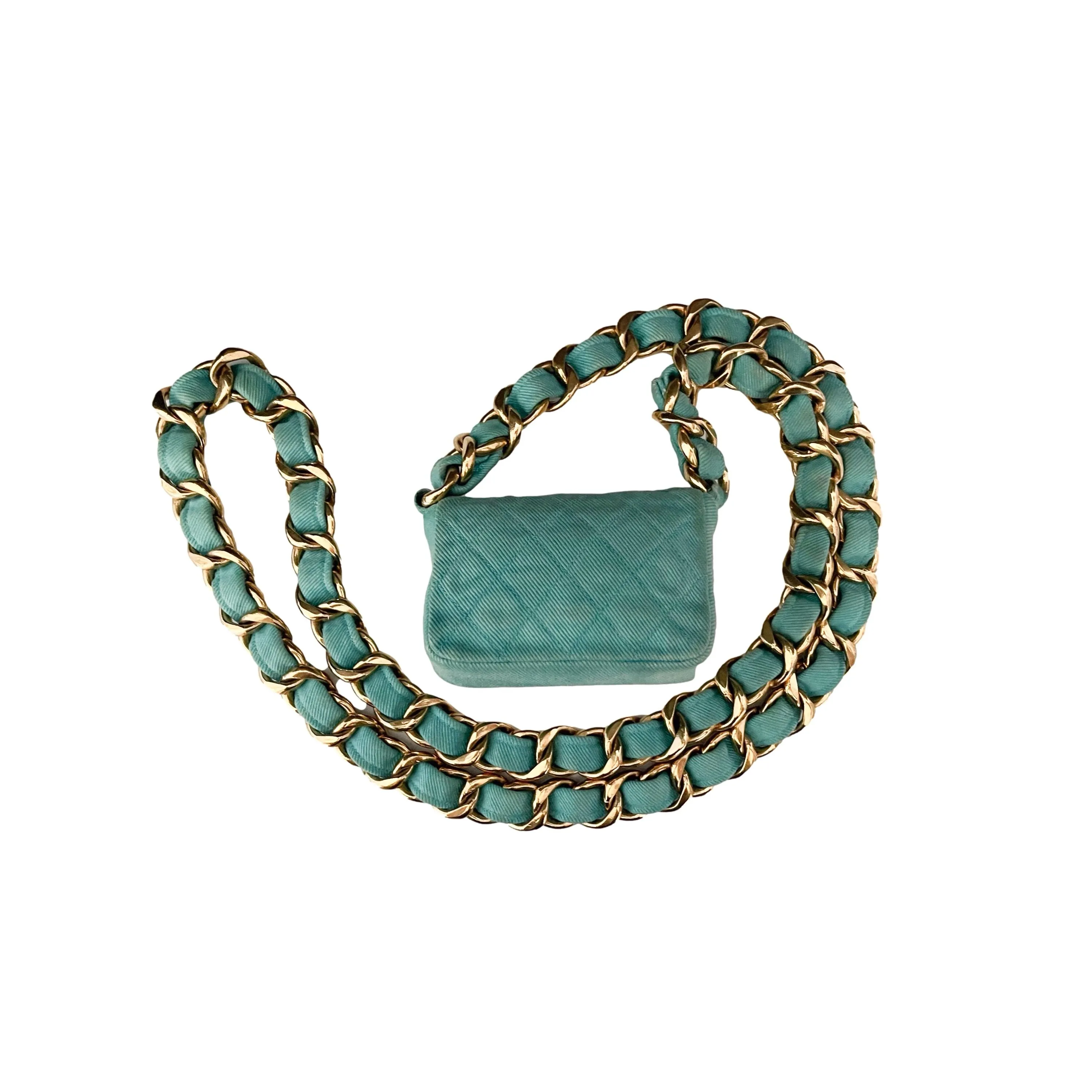 Chanel Turquoise Micro Chain Crossbody